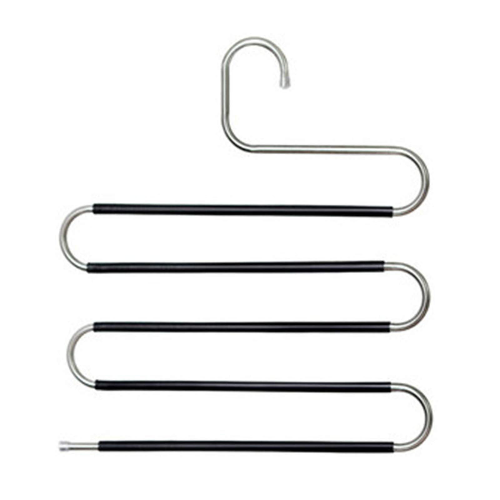 Trousers Hangers Multifunctional Magic Hanger Non-slip Multi-layer Storage Pants Rack Space Saving(Noir)
