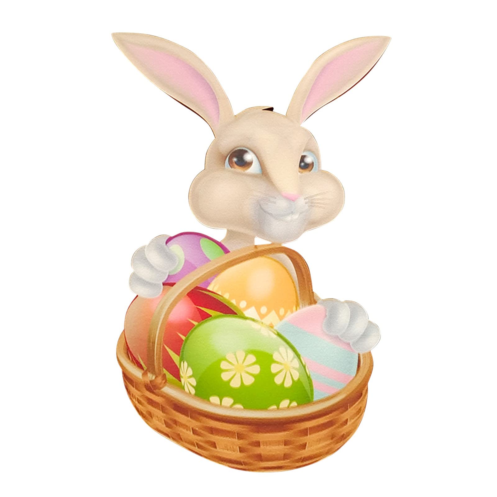 Eggs Stickers Hanging Fence Scene Indoor Bunny Wall Wooden Sign Outdoor Easter Wooden Decoration Home Decor Outdoor Christmas Decorations (t2-C, One Size)