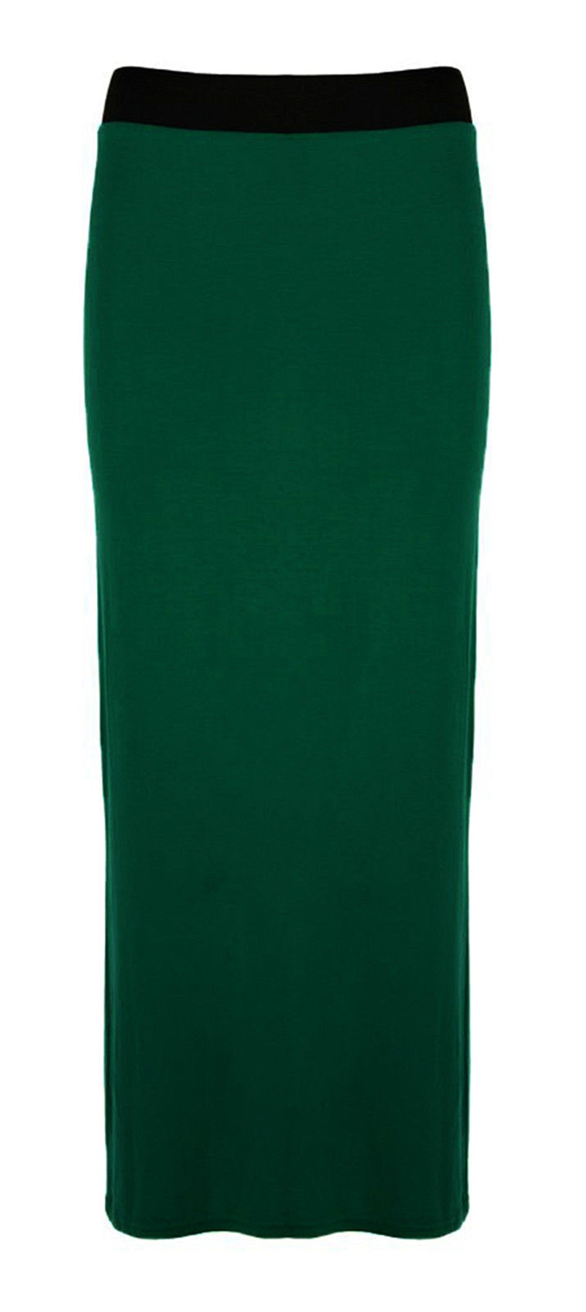 Elum Women's Bottle Green ® Plain Long Gypsy Jersey Maxi Dress Skirt