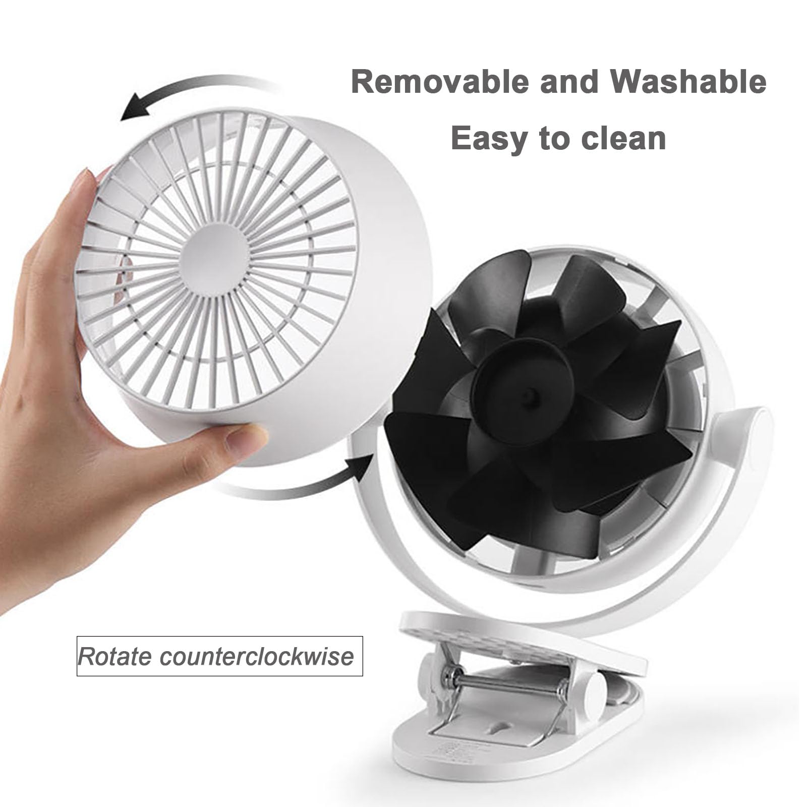 Ventilatore Portatile Ricaricabile con Clip, Ventole da Tavolo Silenziose con Clip da 4000 Mah con Display Led, Timer a 9 Velocità, Controllo della Velocità Infinita a 100 Fasi, Ventilatore Rotante