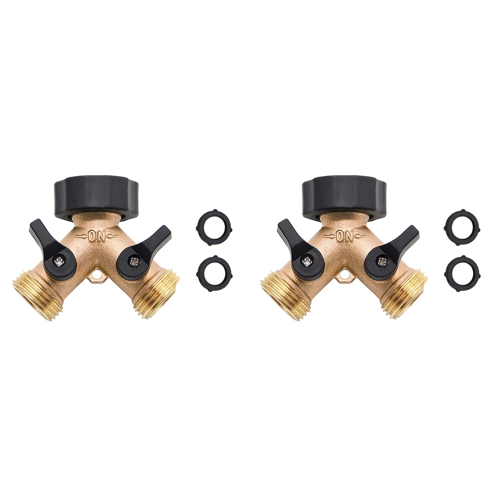Jnchdghwa Women's Yellow 2X Brass 2-Way Garden Tap 3/4 Y Irrigation Valve Water Splitter Quick Connector Garden Hose Splitter