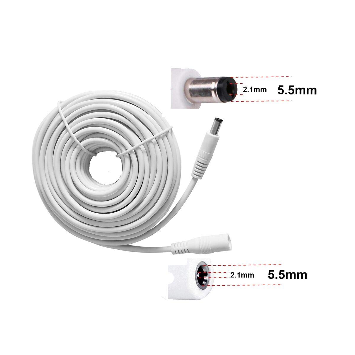 Amazon.com: 12V DC Power Extension Cable 50ft 2.1mm x 5.5mm Plug