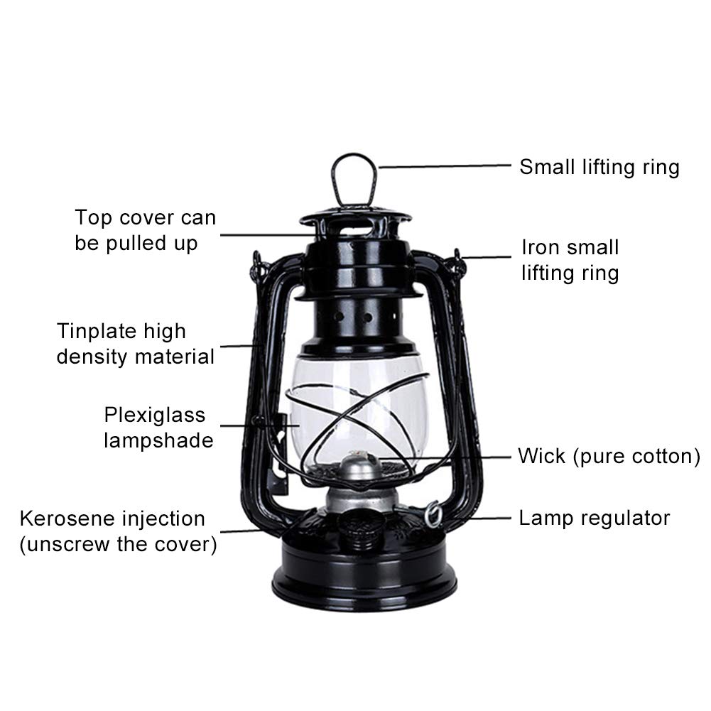 Petroleumlampe, 25cm Vintage Kerosinlampe Tragbares Campingzelt Licht Hängende Laterne Dekor, Retro Petroleumlampen Klassische Öllampe Tischlaternen Grün