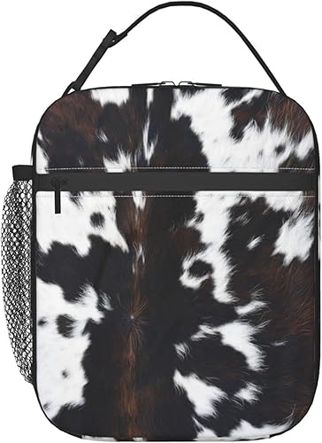 Yilad Lonchera con estampado de vaca, aislada, reutilizable, bolsa de almuerzo para mujeres, hombres, trabajo, picnic, senderismo Yilad Lonchera con estampado de vaca, aislada, reutilizable, bolsa de almuerzo para mujeres, hombres, trabajo, picnic, senderismo