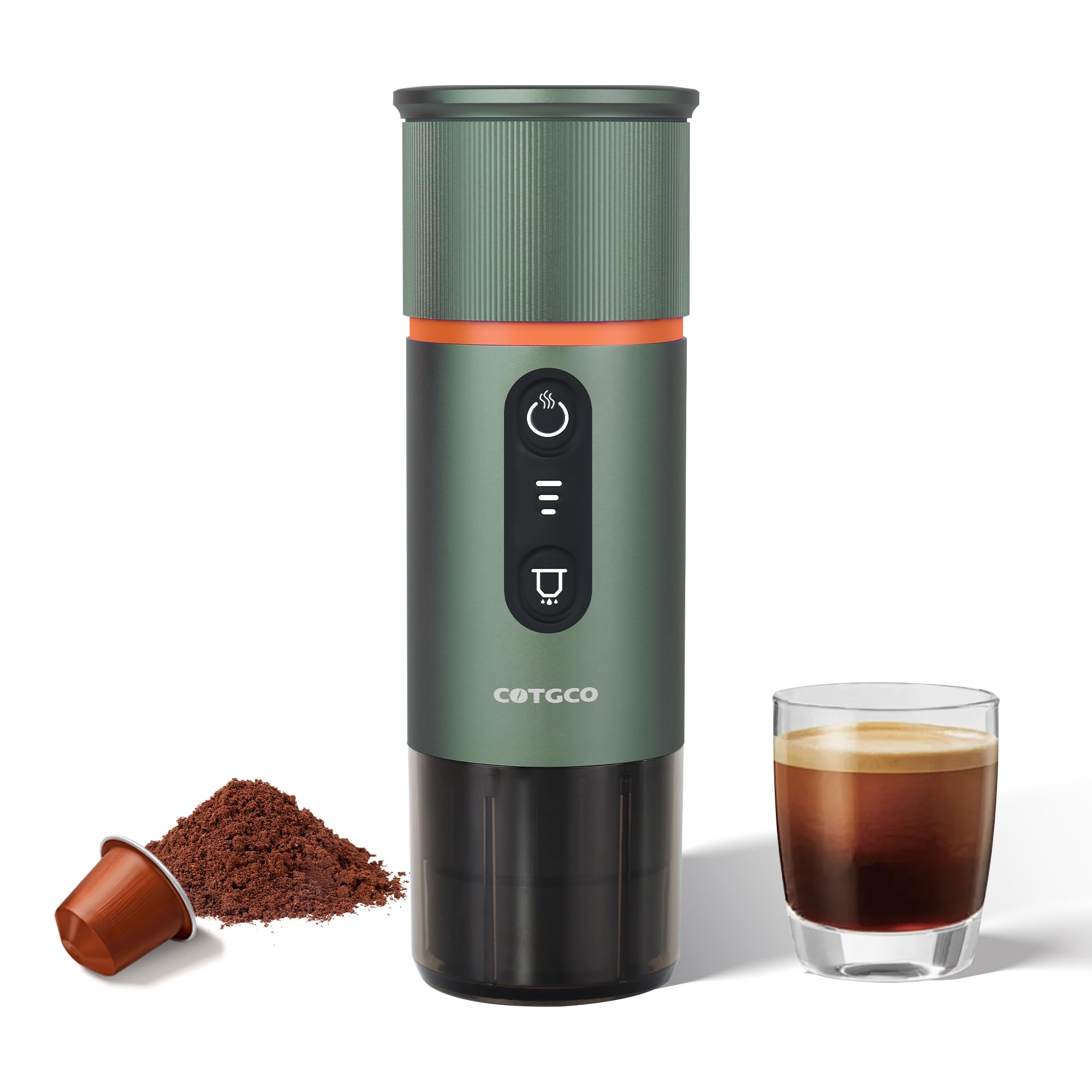 COTGCO Portable Espresso Coffee Maker: 12V Mini Electric Travel Expresso Machine - Automatic Compatible with NS Capsule Machines - for Car Hiking Camping