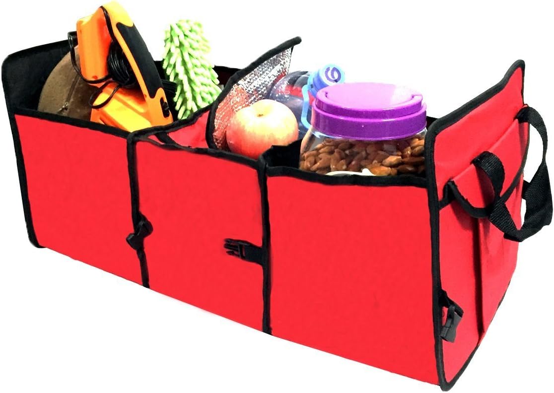 Grikey Trunk Organizer Car Storage - Multi Compartment Folding Cargo Organizer Container