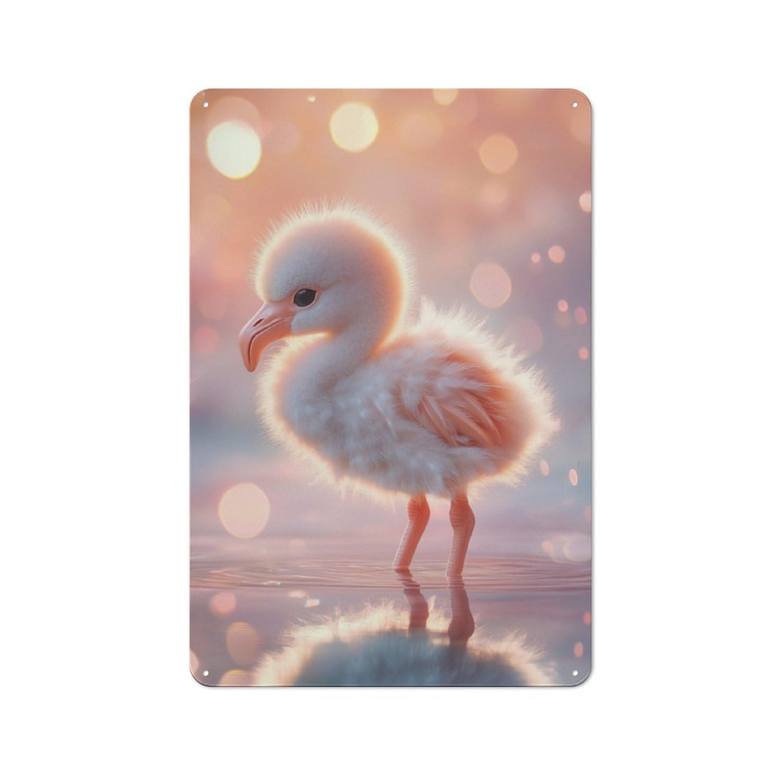 Junmoney Baby Flamingo Sunset Vintage Metal Plaque 30X20cm For Workshop Wall, For Kitchen And Home Bar Decor, For Home Office And Studio Walls