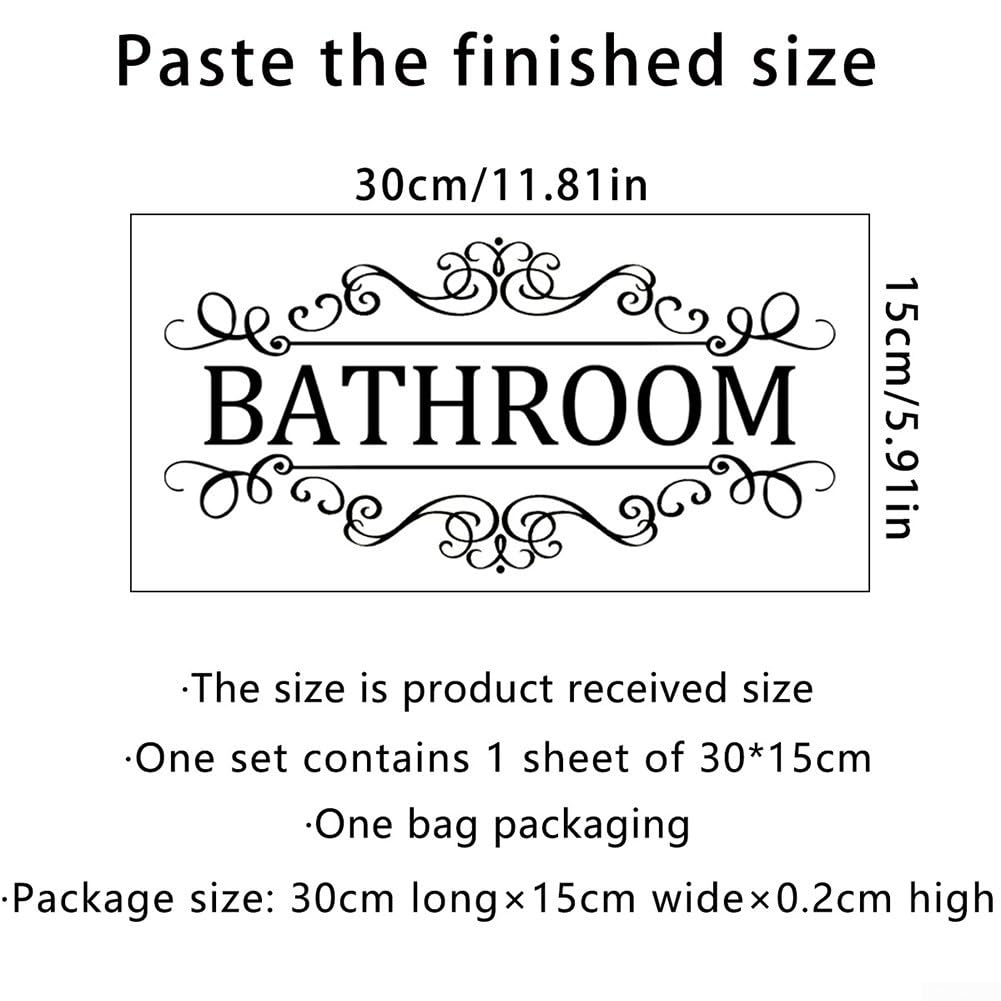 Restroom Sign Wall Decal Vinyl Stickers, Bathroom Rules Door Sign Vinyl Wall Sticker, Removable Sticker Mural for Restroom Bathroom Washroom WC Toilet