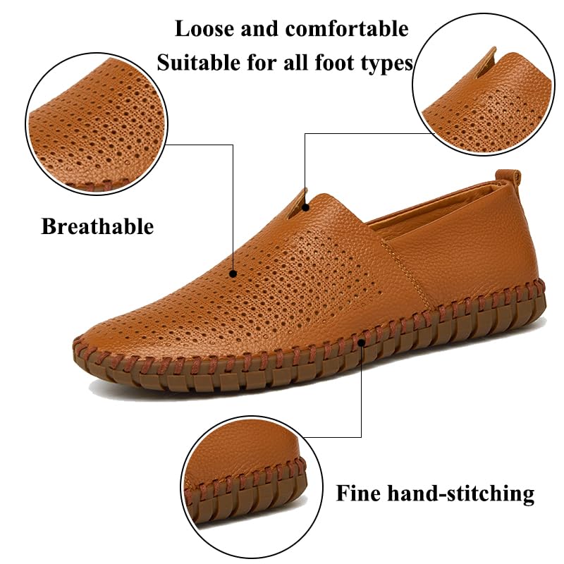 Mens Breathable Slip-On Loafers Casual Walking Shoes Lightweight Driving Flat Shoes Genuine Leather Soft Comfy Moccasine for Men2