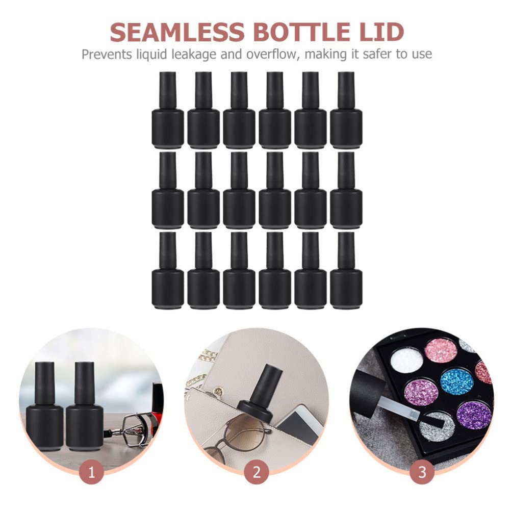 Beavorty 20 Piezas Botella De Esmalte De Uñas Vacía Reutilizable Botella De Recarga De Esmalte De Uñas Botellas De Esmalte De Uñas Vacías Perfume Vacio Botella De Plástico Ronda Vidrio
