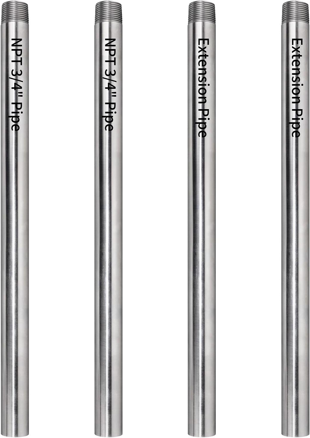 2-Pack 3/4"X30" Heavy Duty Metal Pipe with stardard NPT 3/4" thread Fit for Pipe Clamps