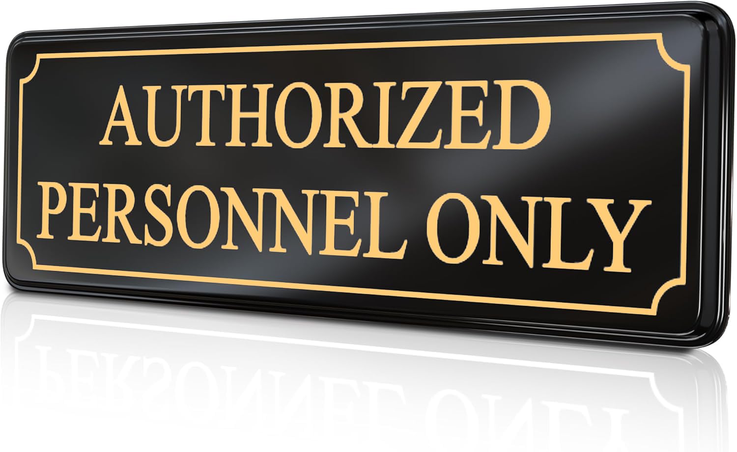 Authorized Personnel Only sign for Office Door Wall Home and Business - Black Gold Sticker - self-Adhesive 9×3 in - Easy Installation Without Any Tools - MolnijaPro (Black/Gold)