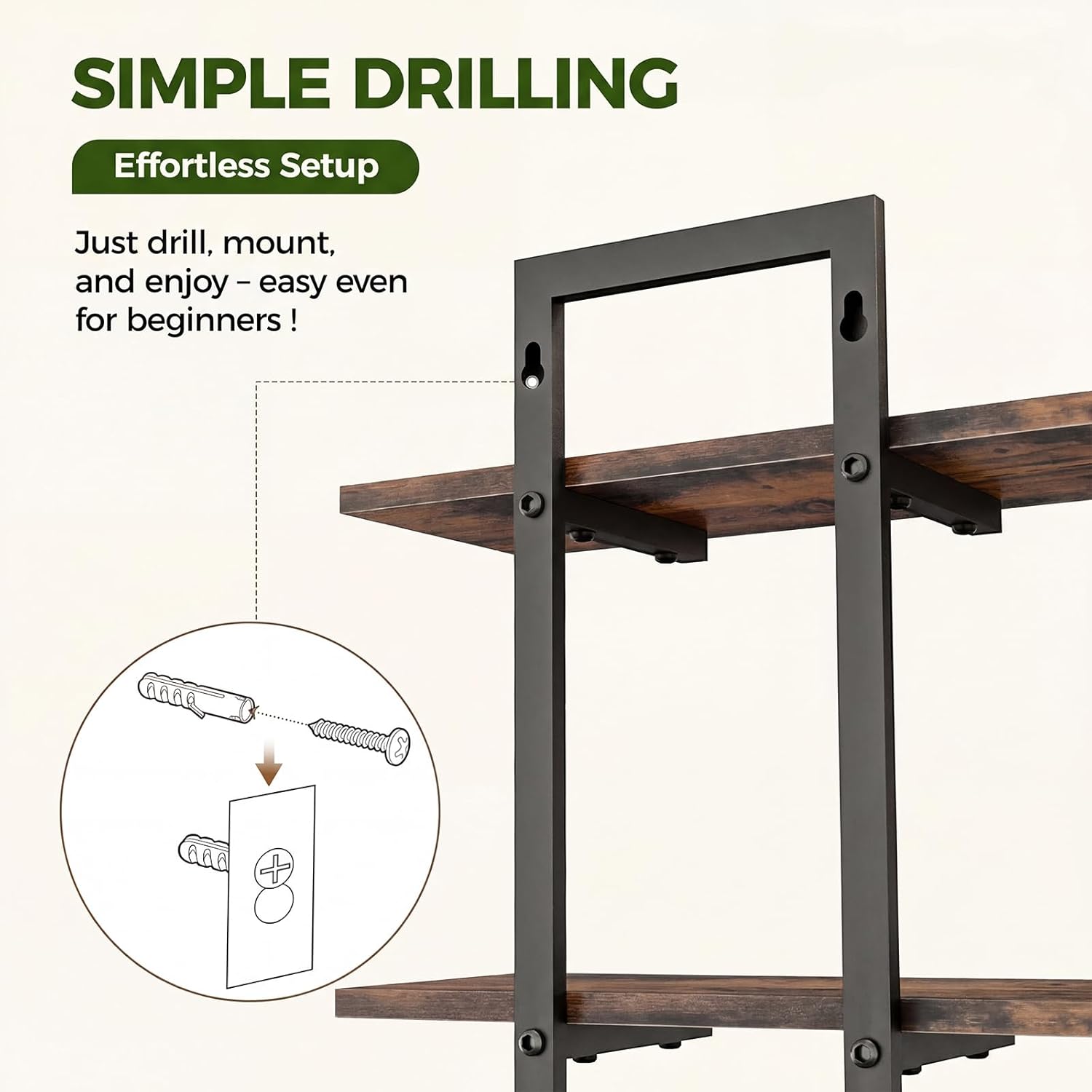 Bamworld Floating Shelves for Wall Planters for Indoor Plants Hanging Shelves Plant Holder Wall Decor Plant Stand Indoor for Plant Hangers Indoor for Living Room Bedroom Bathroom 2-Pack Brown