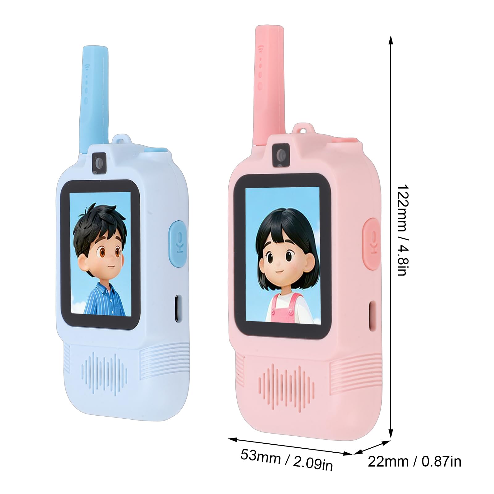 Lot de 2 Talkies-Walkies Vidéo pour Enfants avec Deux Caméras, Interphone Longue Portée Rechargeable, Changeur de Voix, Plus de 8 Heures de Jeu pour Jeux D'intérieur et