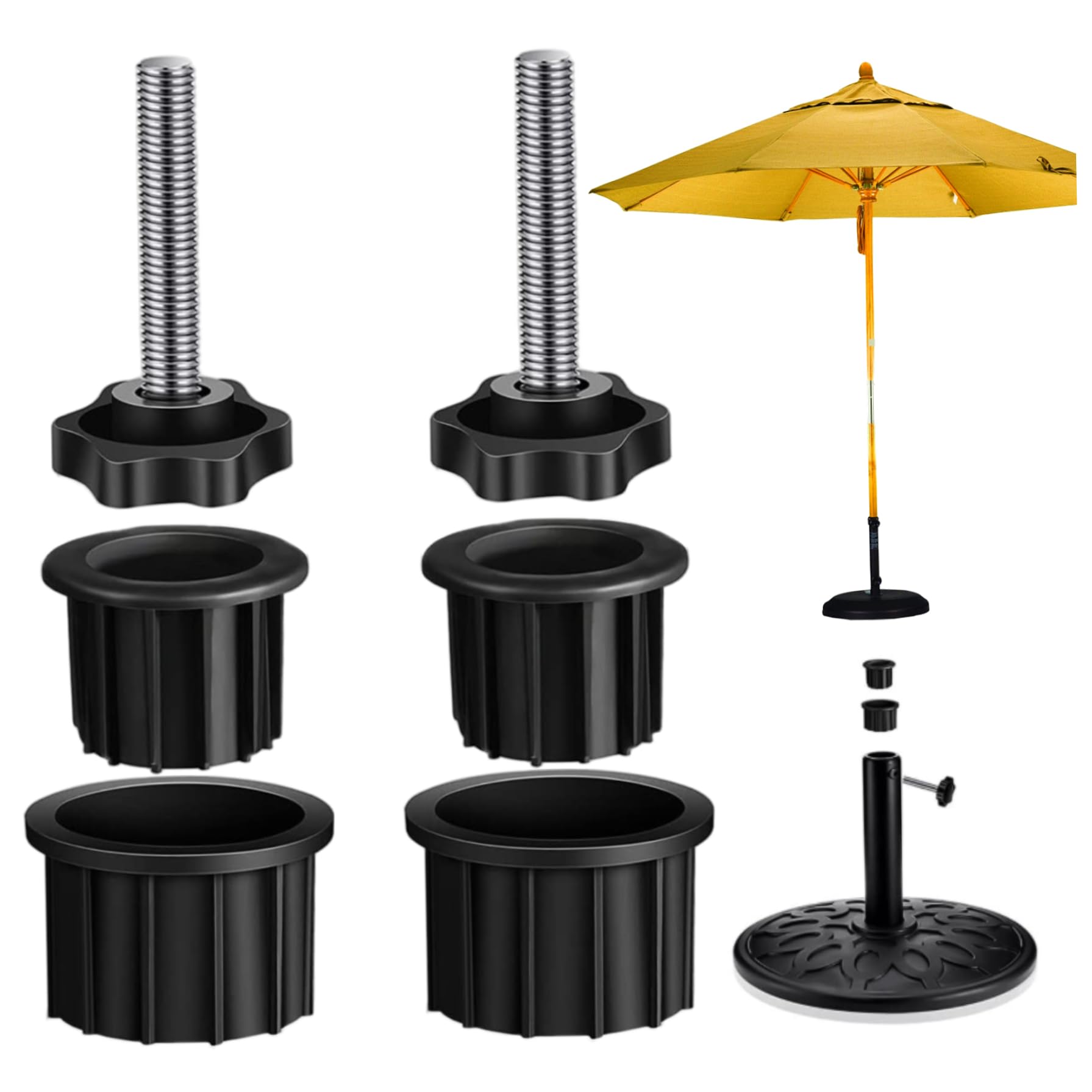 Sjfbebsy 6Pcs Parasol Spare Parts, Heavy Duty Plastic Parasol Base Spare Parts with Umbrella Hole Ring and M8 Screws for Outdoor Garden Yard Deck Porch Patio