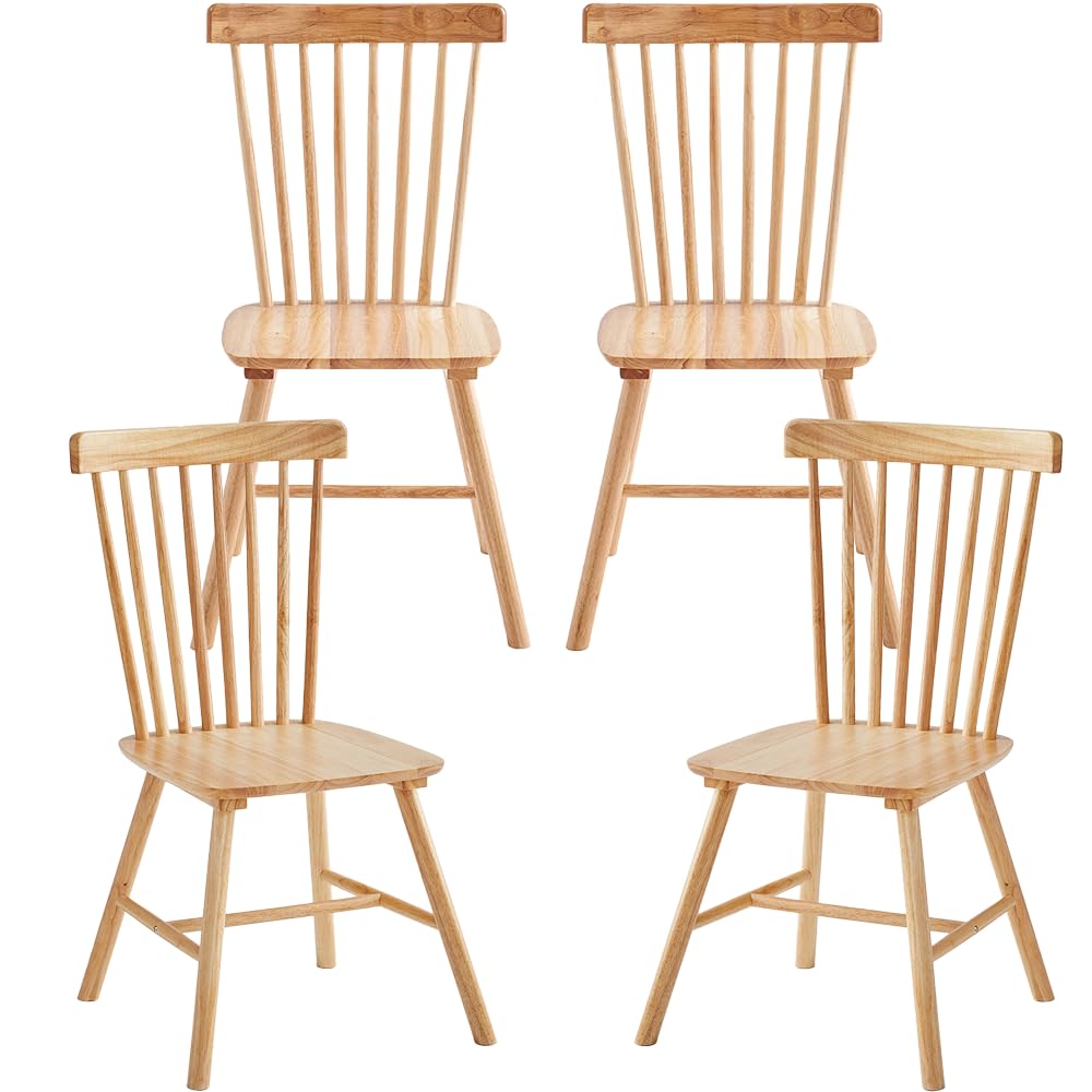 DZOVAD Wood Dining Chairs Set of 4, Farmhouse Kitchen Chairs Set, 100% Natural Solid Wood Material, FSC-Certified