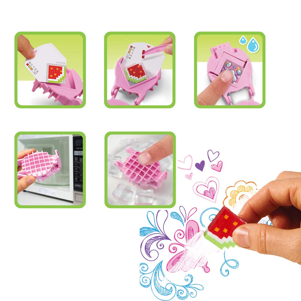 Pretty Pixels Bandai Krazy Pixels - Fabbrica di gomme - Set di inizio - Tema frutta - Hobby creativi - 38524