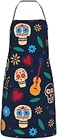 Vista 13 de Delantal de calavera de azúcar, delantales de cocina para hombres y mujeres, delantal de cocina, delantal de chef, delantales de jardín ajustables