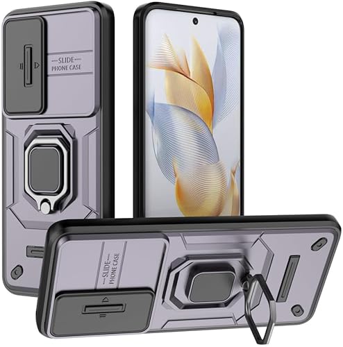 Kukoufey Compatible con carcasa de soporte Honor 90 5G, con cubierta deslizante para lente de cámara compatible con funda Honor 90 5G REA-AN00