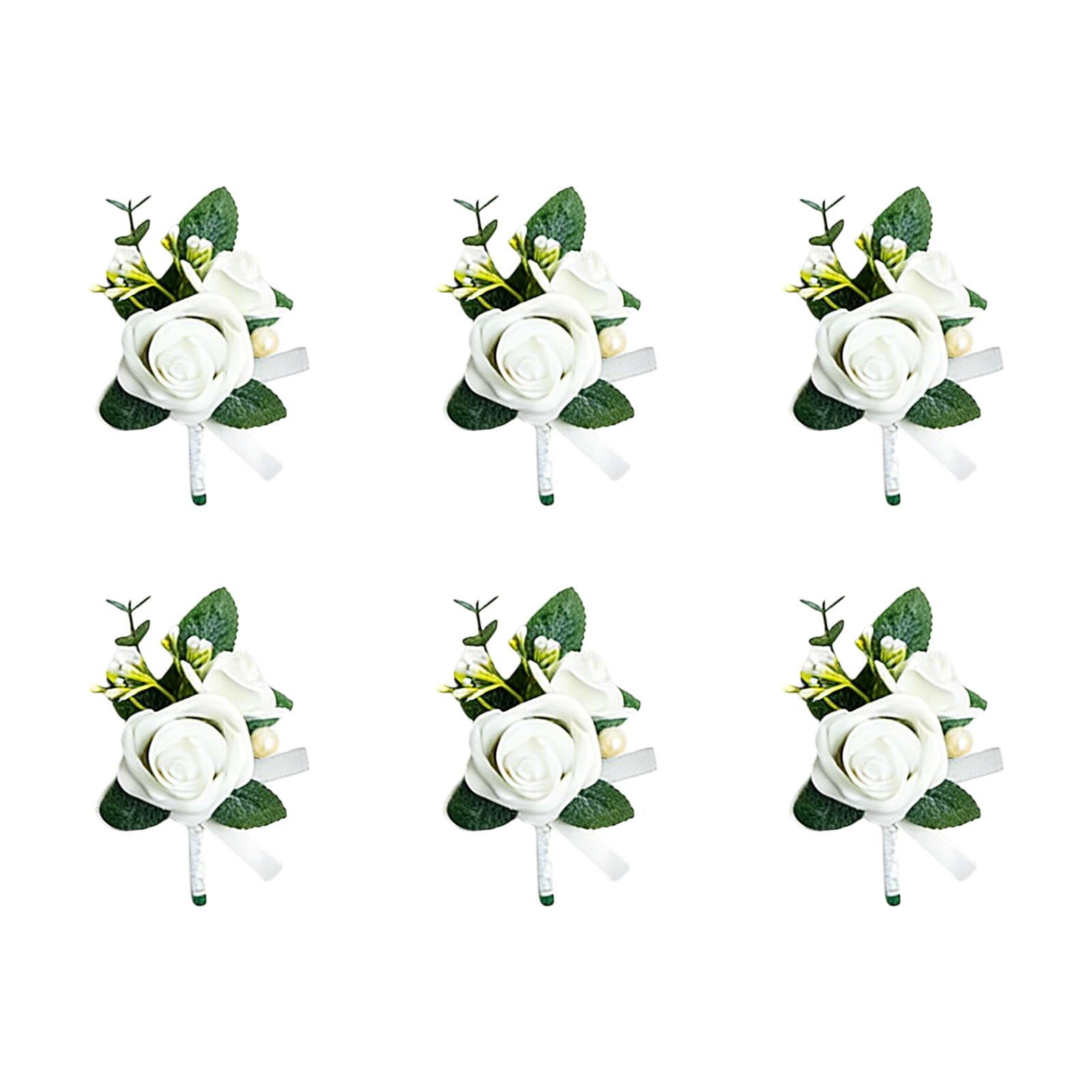 TFAOYS 6Pcs Artificial Flower Bouquet Wedding Boutonniere Wrist Corsage for Prom Bridal Showers Wedding Anniversary Graduation Elegant Event Flower