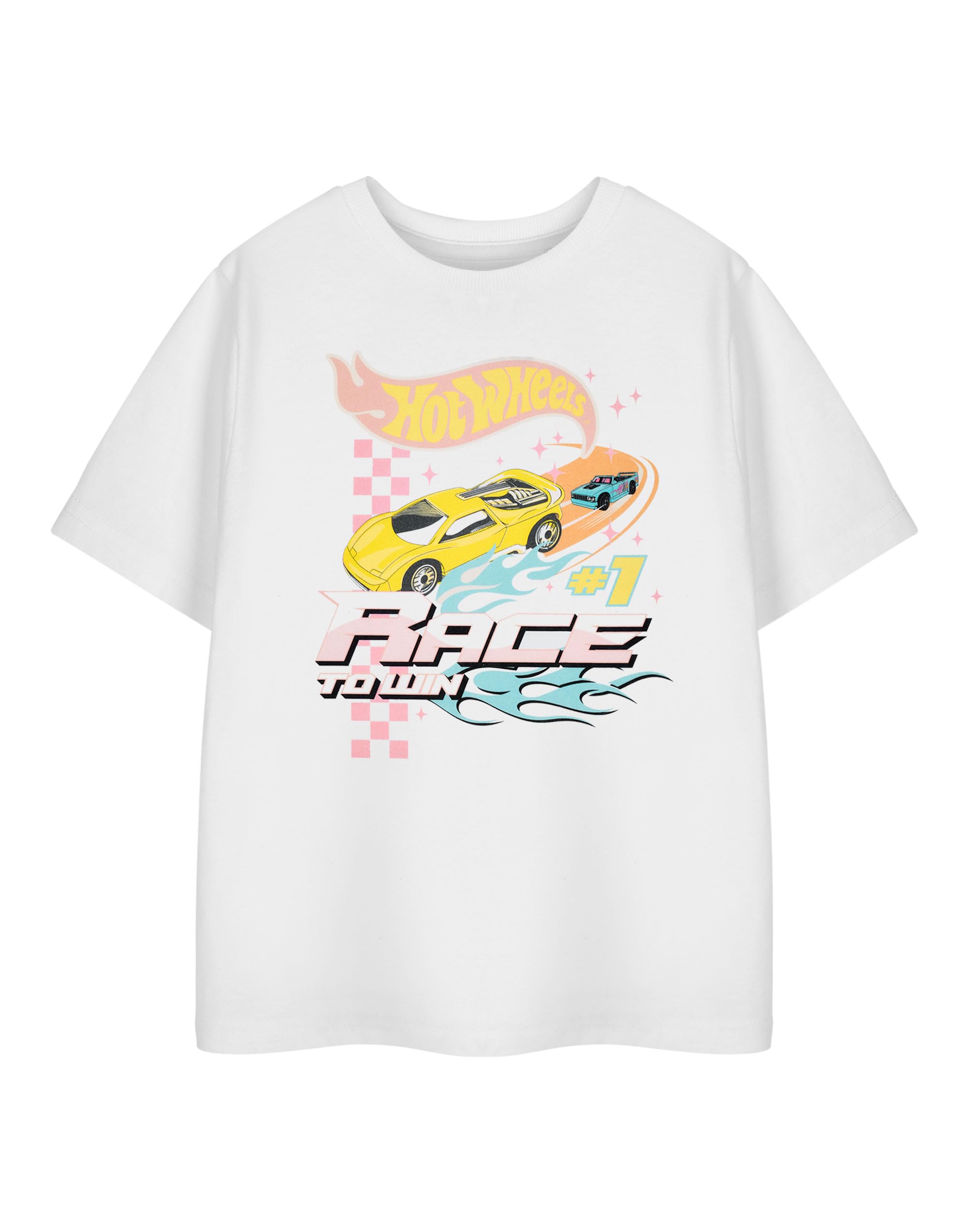 Hot Wheels Boys White Short-Sleeved T-Shirt | Race To Win Car Design Graphic Tee Apparel For Kids | Racing Theme Shirt For Children | Official Merchandise Gift
