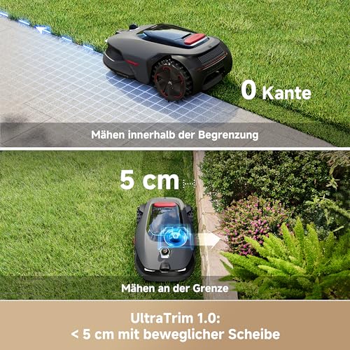 MOVA LiDAX Ultra 1600 Mähroboter ohne Begrenzungskabel mit 4G, Empf. 1600 m², ohne RTK & automatische Kartenerstellung per 3D-LiDAR mit 360° & AI Vision, 5 cm Kantenschnitt, U-Form-Wegeplanung 3