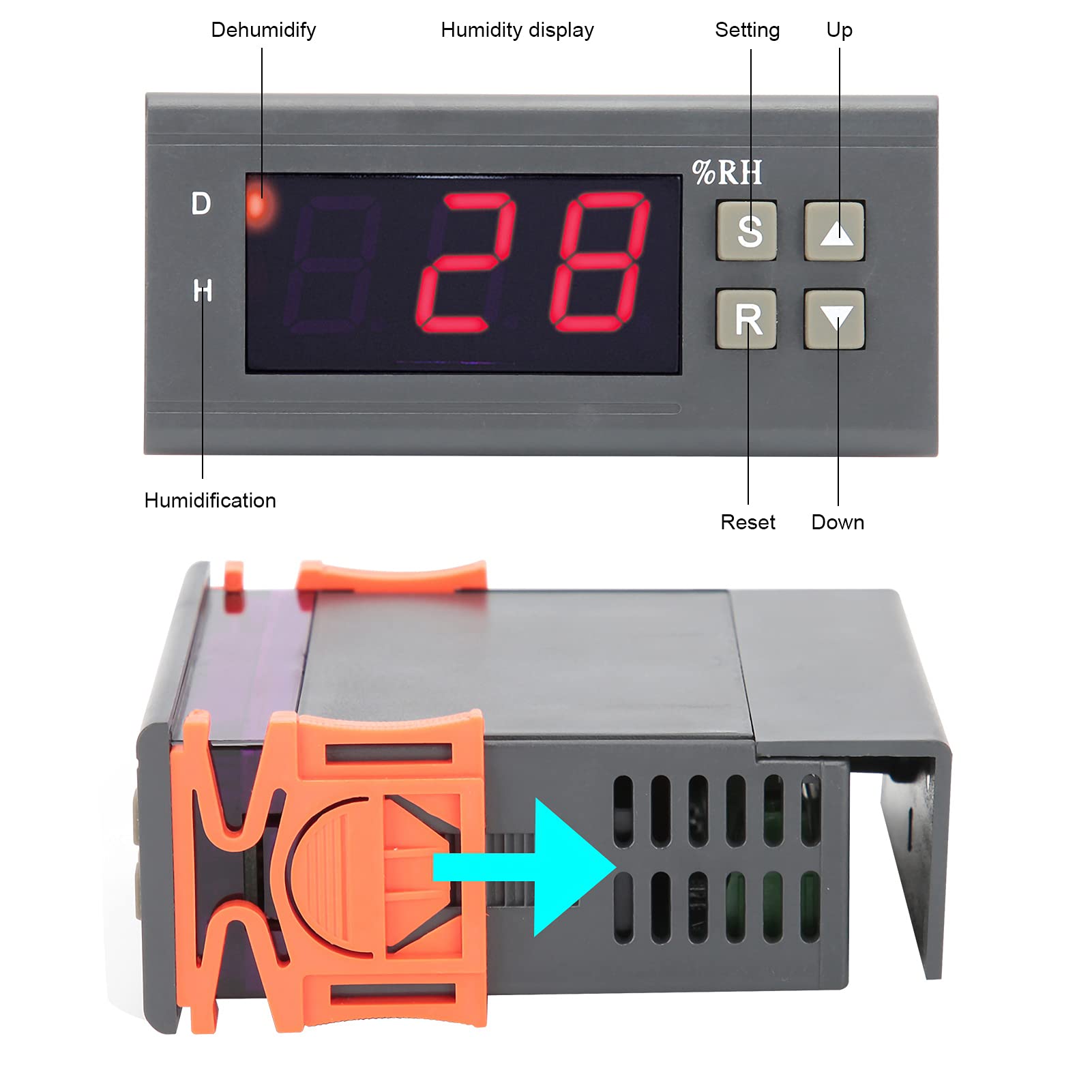 Zunate Regolatore di umidità Digitale, Mh-13001 220V Controllo dell'umidità dell'allevamento, con modalità di umidificazione deumidificazione, per allevamenti