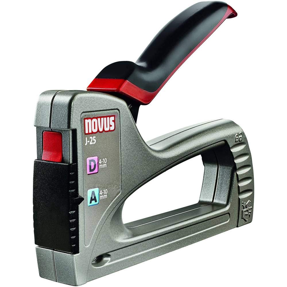 Novus Graffatrice manuale J-25 - Spillatrice professionale piccola in metallo con sistema di caricamento dal basso, sblocco di sicurezza per graffe da 4-10 mm