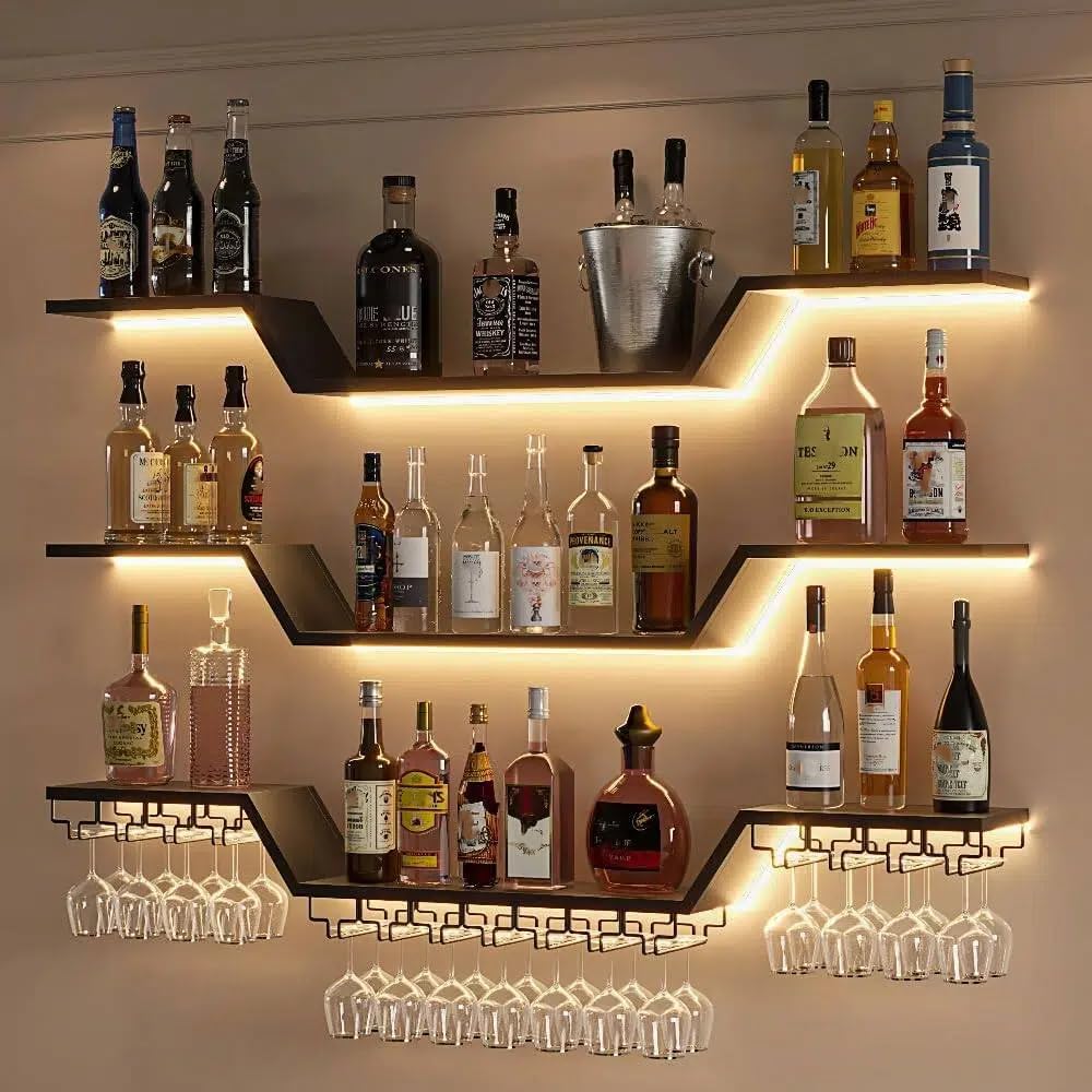 Photo 1 of ZAOBAS Wall Mounted Wine Rack with LED Lights