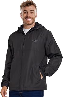 Reebok Men's Lightweight Waterproof Rain Jacket with Hood - Windbreaker for Hiking, Jogging & Outdoor Adventures