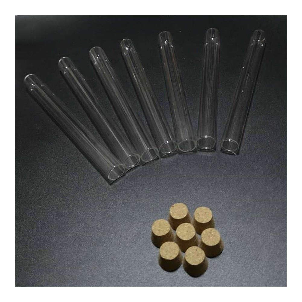 Xianglaa- Tubos de ensayo para Regalo, 100pcs / Lot del Tubo de Cristal Claro de Prueba, 15x150mm, Fondo Redondo, con tapón de Corcho for la Prueba, Amplia Gama de Aplicaciones