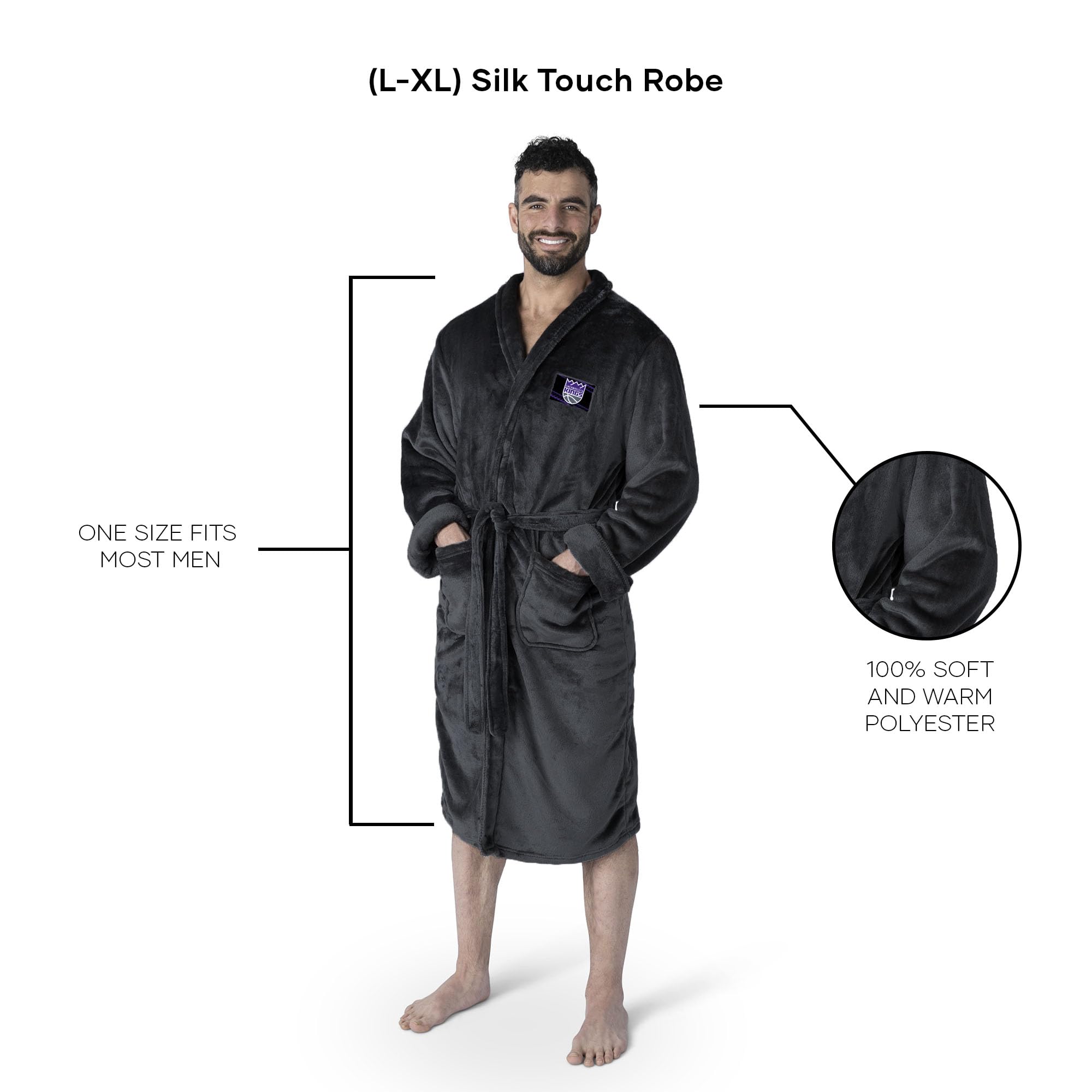 Northwest Bata de baño para hombre con parche de transferencia de tacto sedoso, color negro, talla XL, Fast Track Negro, XL