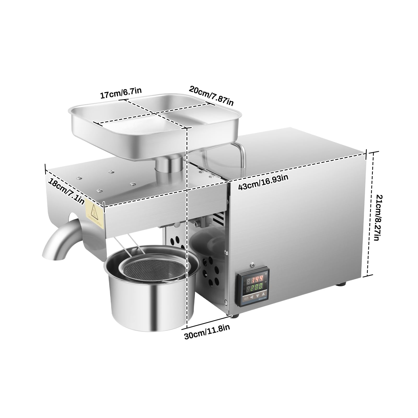 610W 110V Home Commercial Automatic Oil Press,Stainless Steel Electric Hot & Cold Oil Press,Commercial Peanut Coconut Automatic Oil Press Machine