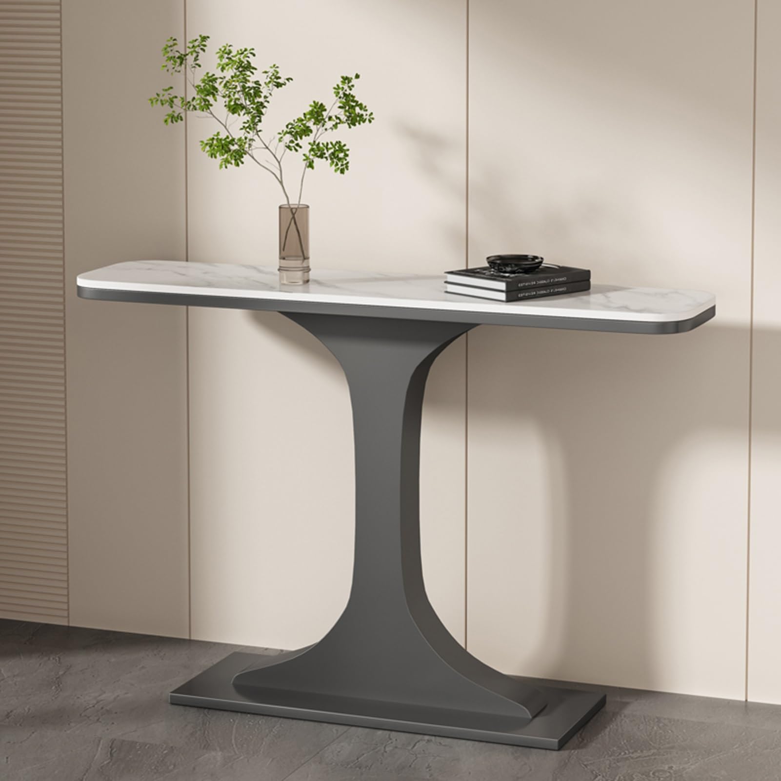 Console d'entrée, Table Console Moderne, Table d'appoint étroite avec Structure en métal, pour entrée, Couloir, Salon, Facile à Assembler (Gris A, 80 cm/31,5 cm)