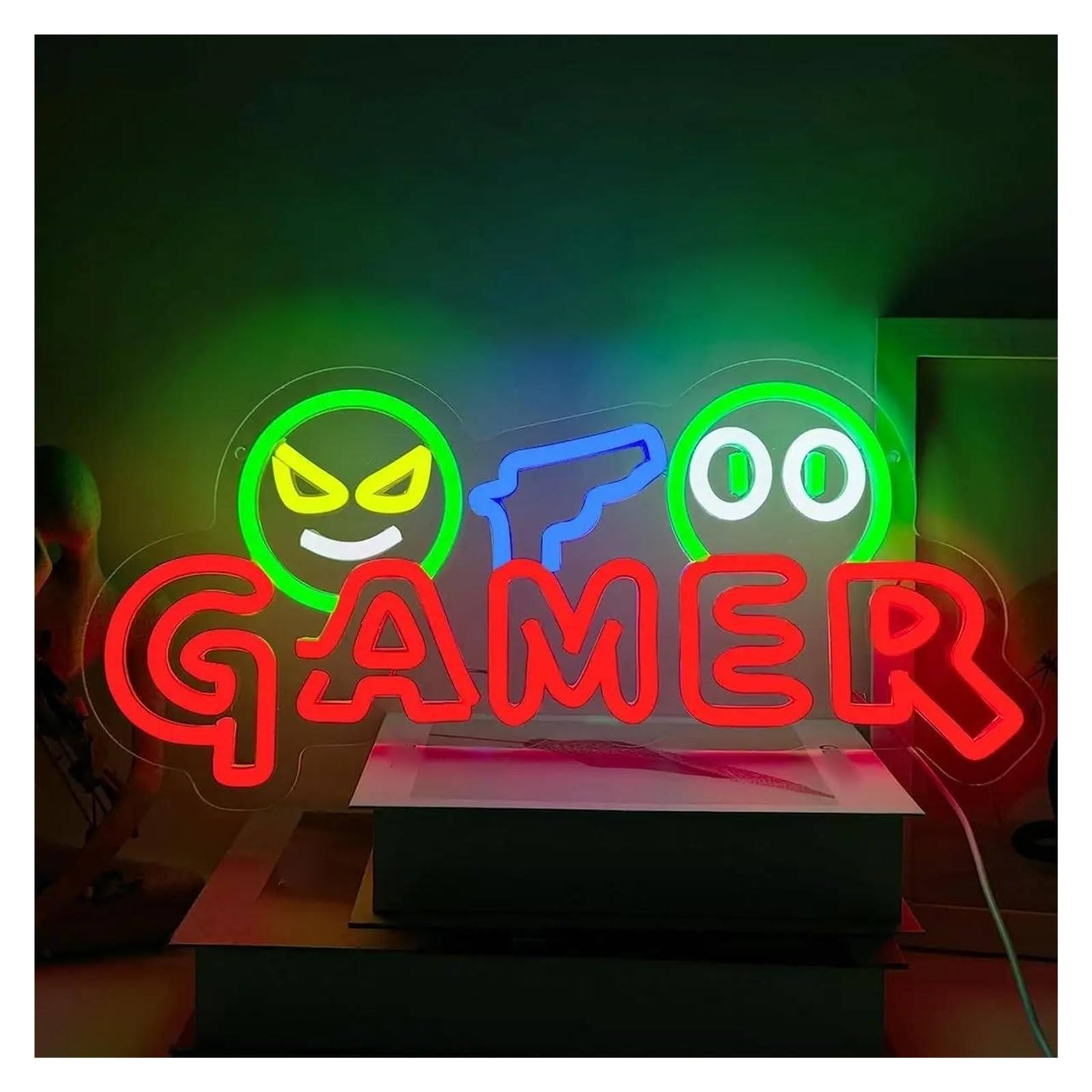 LEMST Signs Lamp Gamer Neon Sign Game Ad Gamer Light USB Dimmable Game Room Bedroom Decor Party Bar Teen Boy 42.5cmx19.5cm