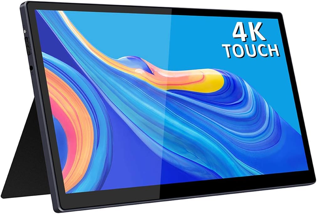 eleduino 4K USB C Portable Monitor,15.6 Inch 3840×2160 Touchscreen with Dual Type-C/Mini HDMI Port for Laptop PC MAC NUC Phone Xbox PS4 Switch