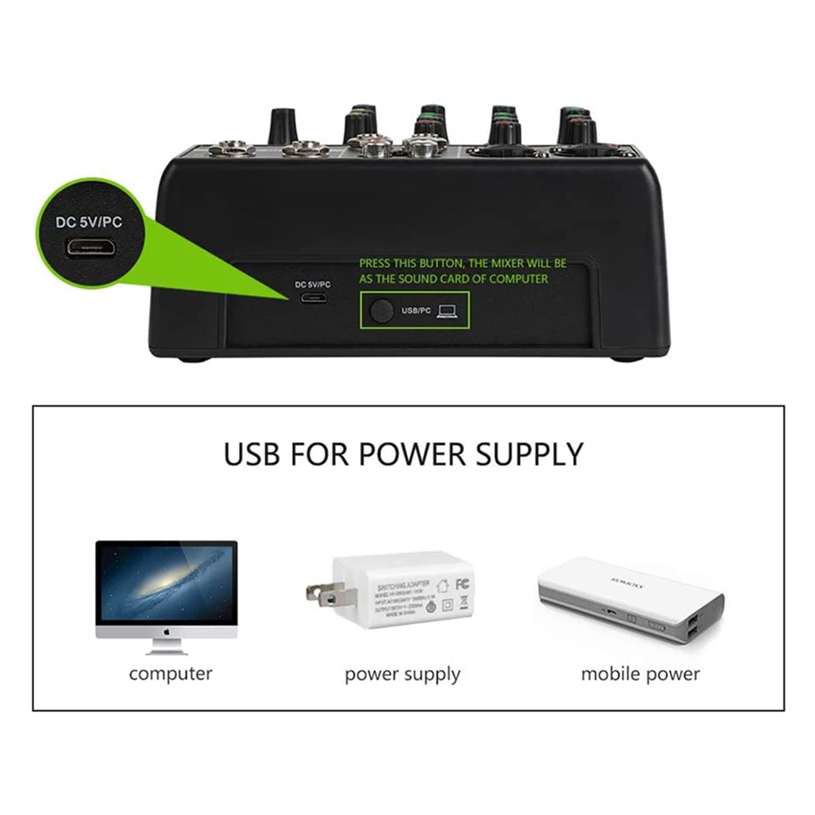 Mezclador de audio profesional de 4 canales Bluetooth o mezclador de DJ consola de grabación etapa USB mezclador de audio mezclador de sonido con efecto de reverberación portátil y ligero