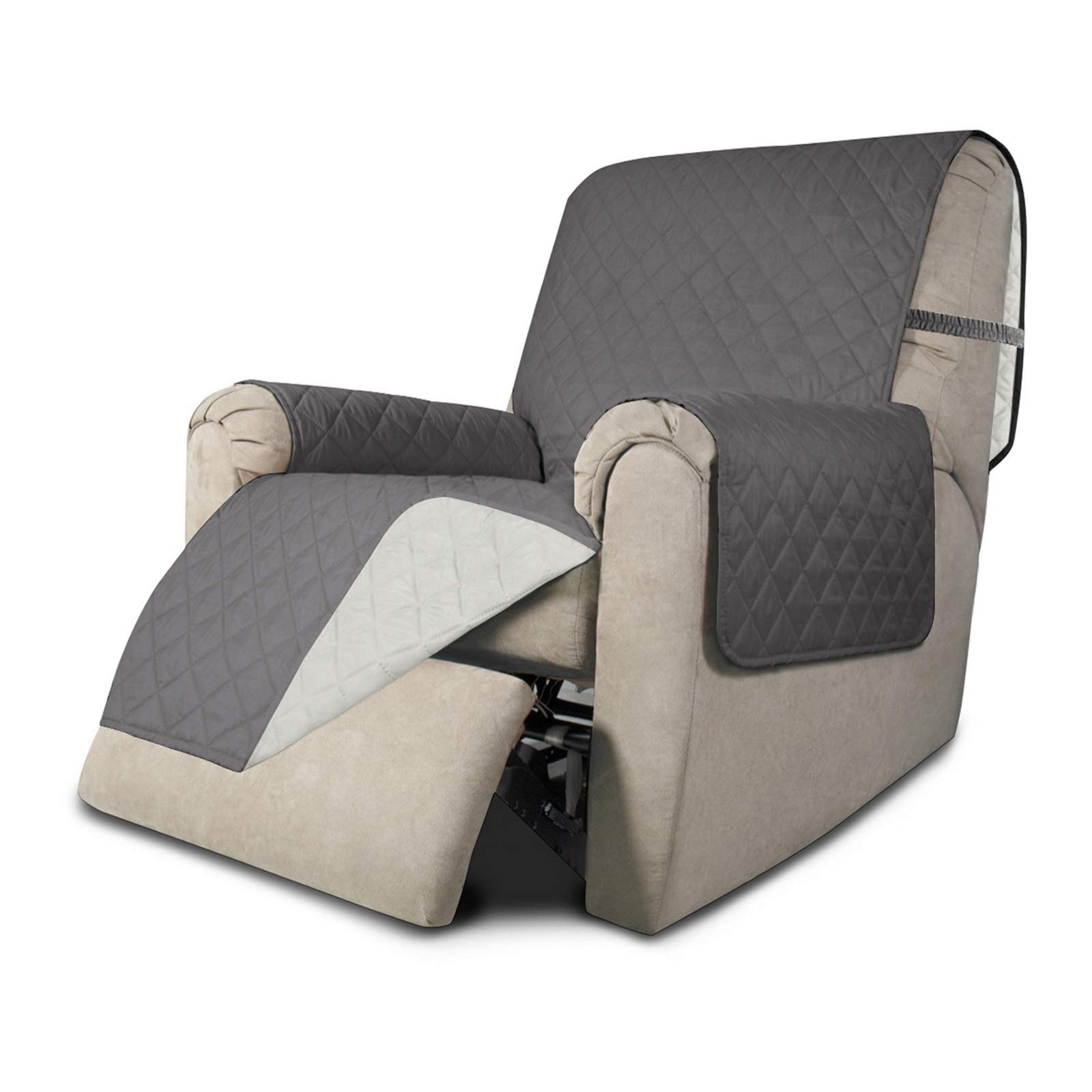 Easy-Going Reversible Couch Cover, Recliner 19 in, Gray/Ivory