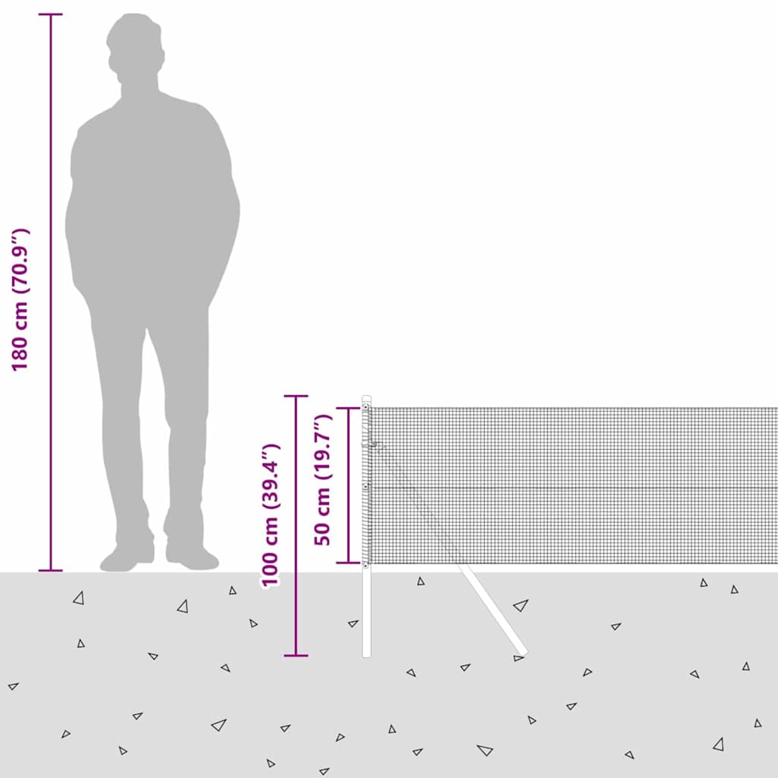 Słupki ogrodzeniowe ze stali, srebrne, długość 5000 cm – odporne na korozję słupki malowane proszkowo, 26 sztuk, przekrój 3,2 x 50 cm, do użytku na zewnątrz