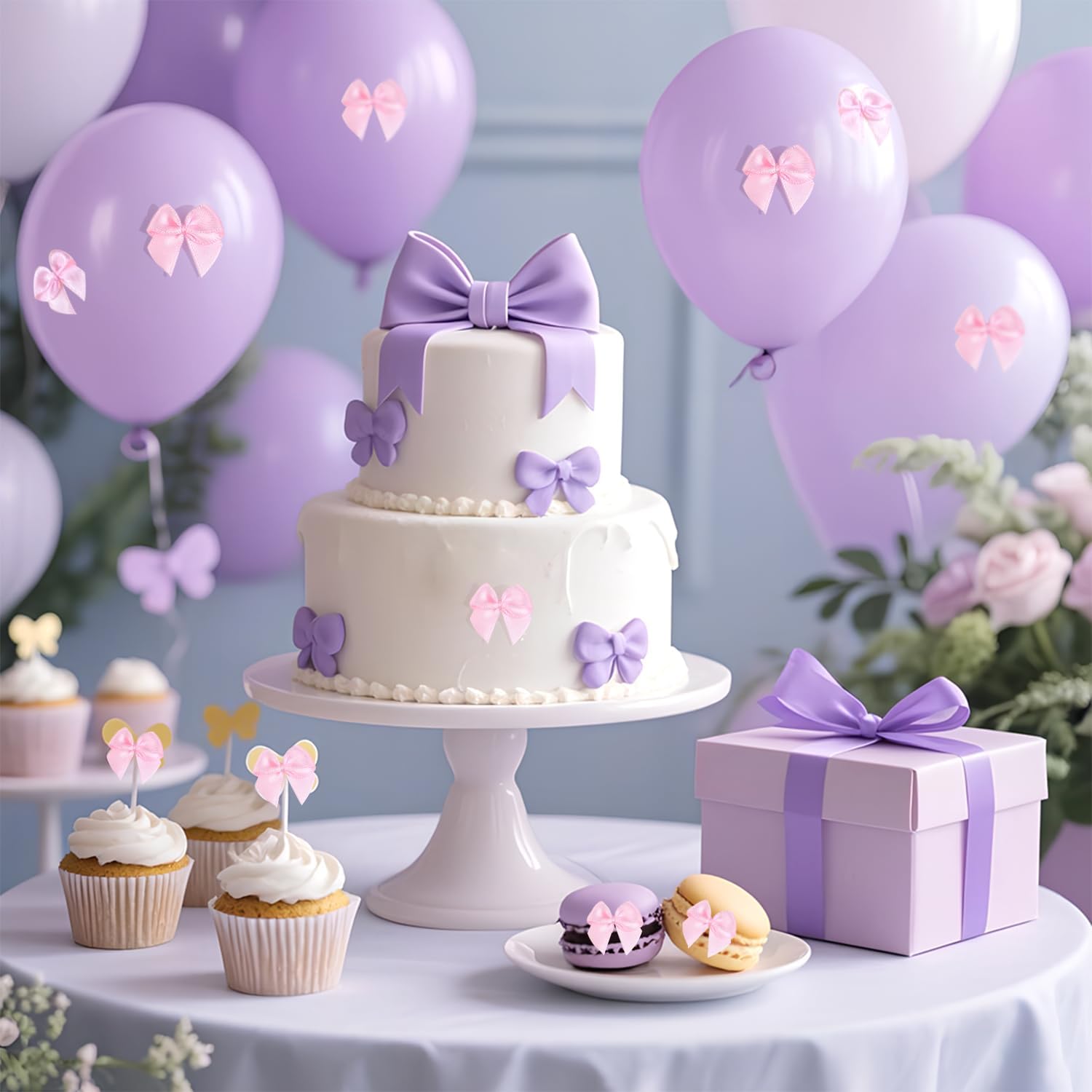 60PCS Tinkrstuff Pink Mini Bows for Crafts, 1" Fabric Small Bows for Decoration,Satin Ribbon Tiny Bow for Clothes Ornament, Cute Christmas Tree Bows &Thanksgiving Gifts Party Cake Balloon Decor - Image 4