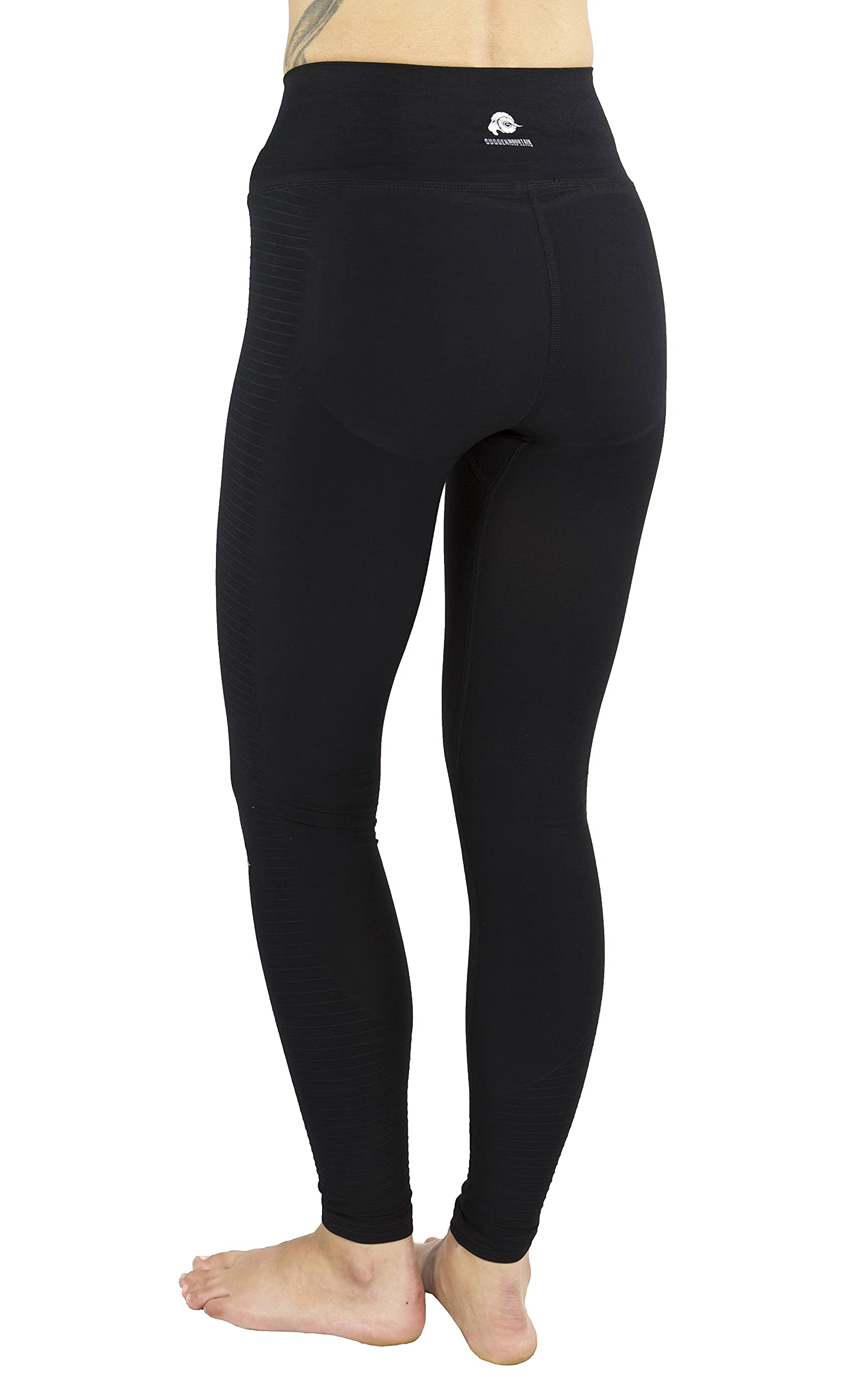 GUGGEN Mountain Damskie spodnie sportowe modelujące figurę, bezszwowe, sportowe legginsy, długie legginsy do biegania, legginsy do jogi, legginsy do wędrówek, czarny, L