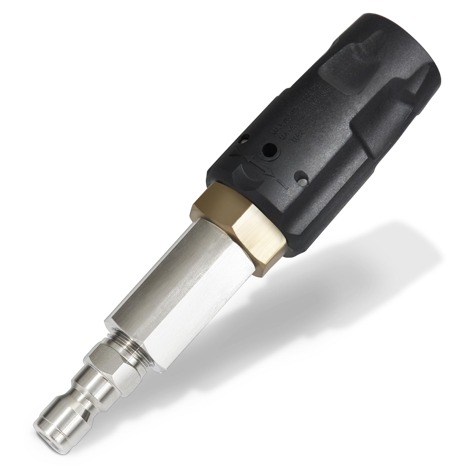 Adjustable Downstream Soft Wash Nozzle 7-12 GPM, Low Pressure Brass Hose Nozzle for Outdoor and Garden, Adjustable Washing Up to 60 Feet, 1/4" QC Plug