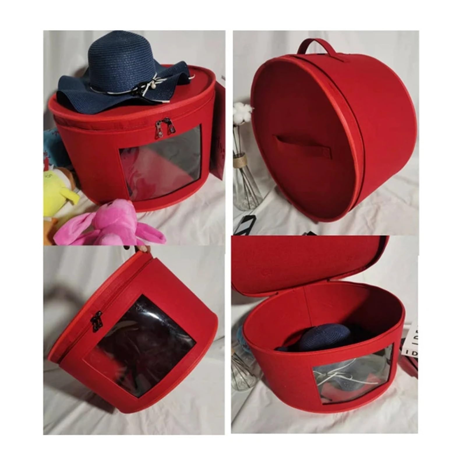 Hutbox-Organizer, runde Reise-Hutboxen, Faltbare Hut-Aufbewahrungstasche mit staubdichtem Deckel, große Hut-Aufbewahrungsbox, Hutboxen für Schlafzimmer, Umzug