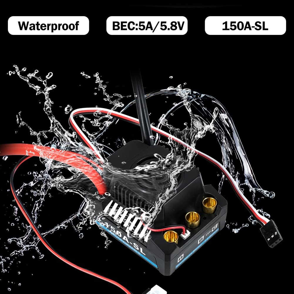 ContrôLeur de Vitesse éLectronique Sans Balais 150A (ESC) pour Voiture pour PièCes de Voiture 1/8 RC