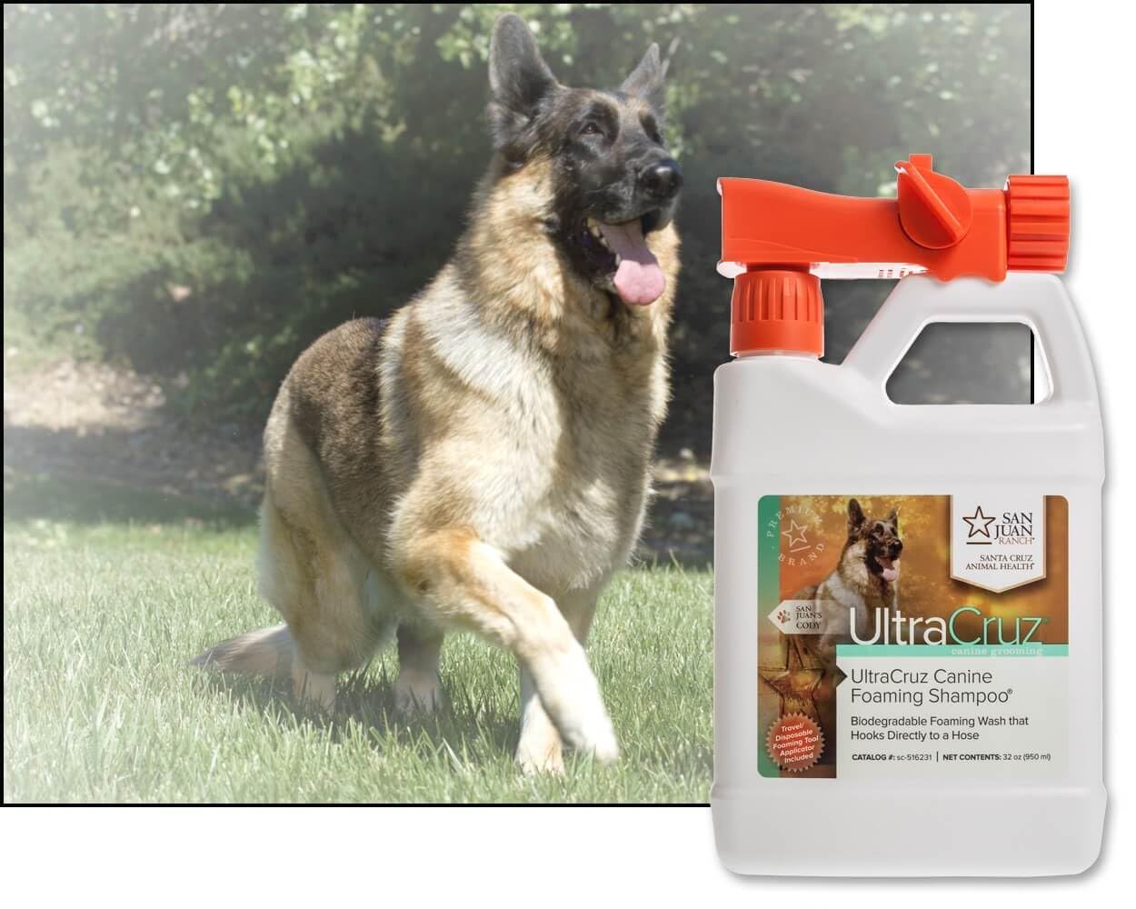 UltraCruz Canine Foaming Shampoo® dla psów, 32 uncje z aplikatorem podróżnym