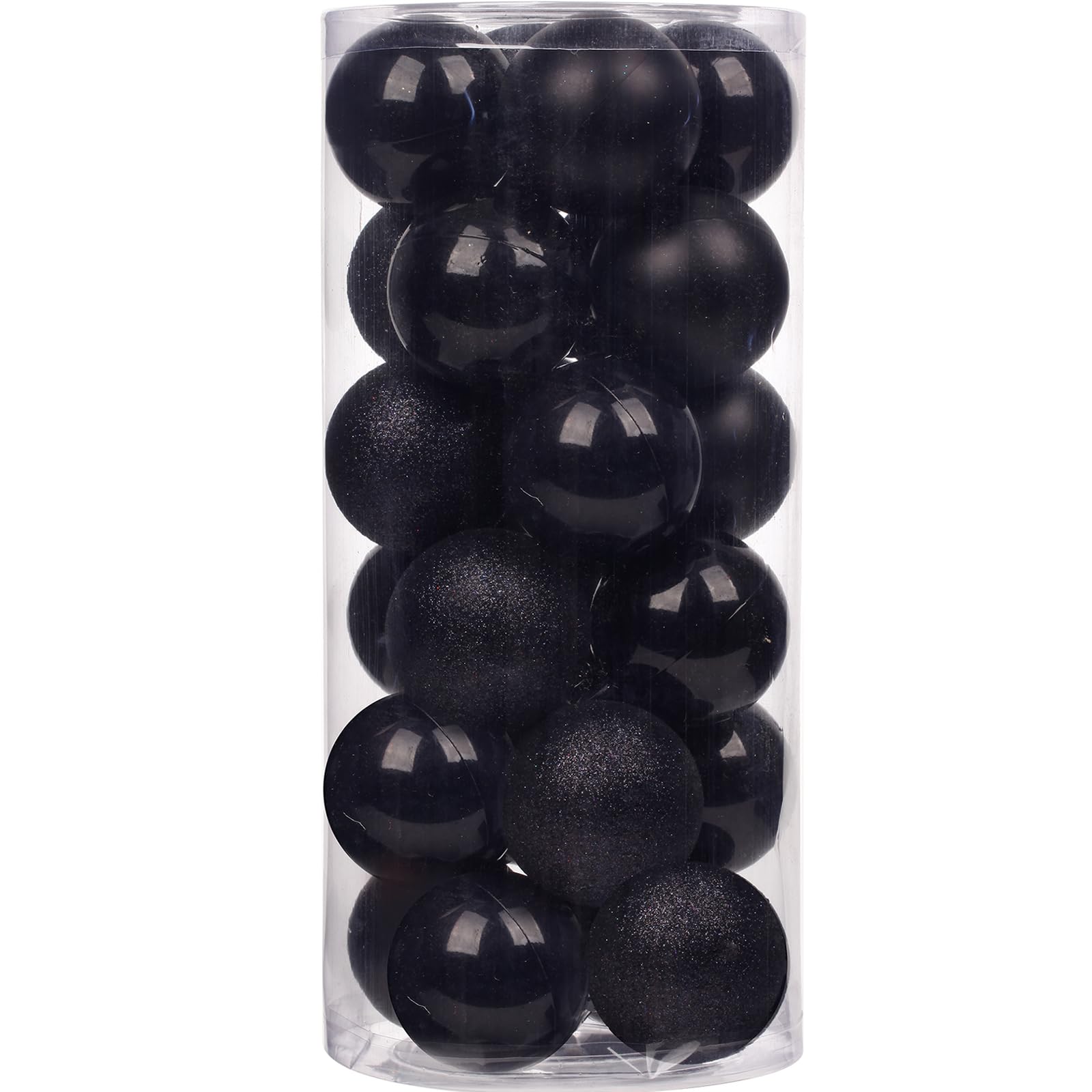 Emopeak 24Pcs Christmas Balls Ornaments for Xmas Christmas Tree - Shatterproof Christmas Tree Decorations Large Hanging Ball for Holiday Wedding Party Decoration (Black, 1.2"-3.1CM)