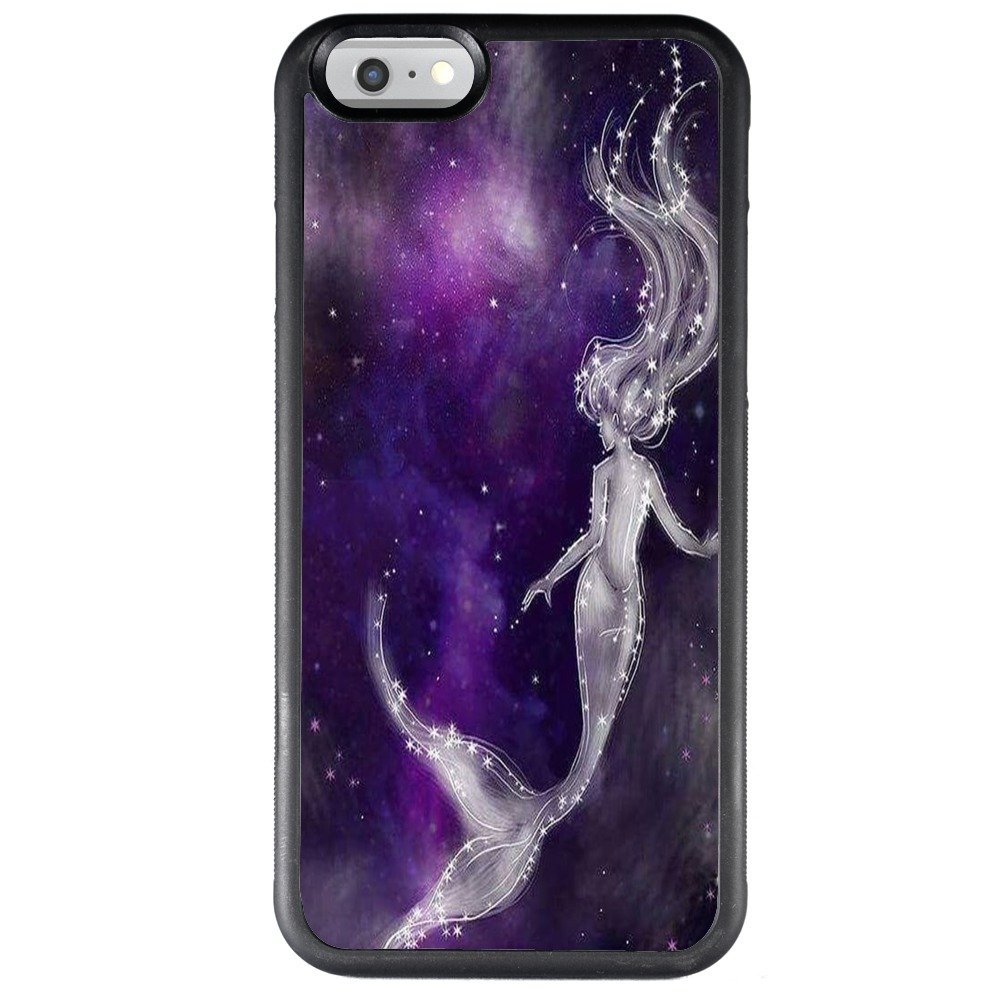 iPhone 6s 6 Case with Hummingbird Pattern Whimsical Design Bumper Black Soft TPU and PC Protection Anti-Slippery &Fingerprint Case for iPhone 6s 6 (Mermaid, iPhone 6/6s)