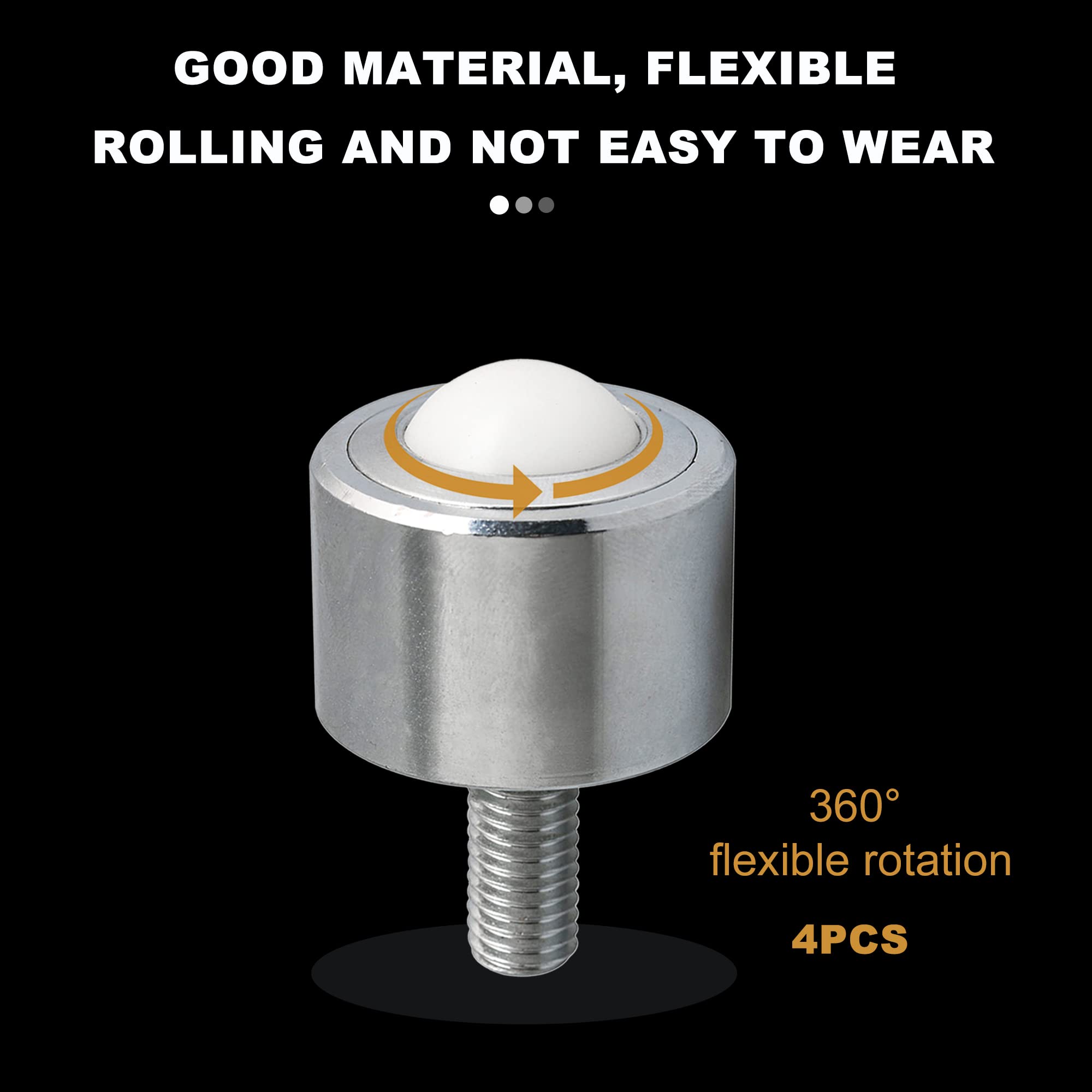 CNBTR 4PCS Ball Transfer Bearing Transmission Parts w/ 22mm Dia Nylon Roller Ball (198lbs Load Capacity)