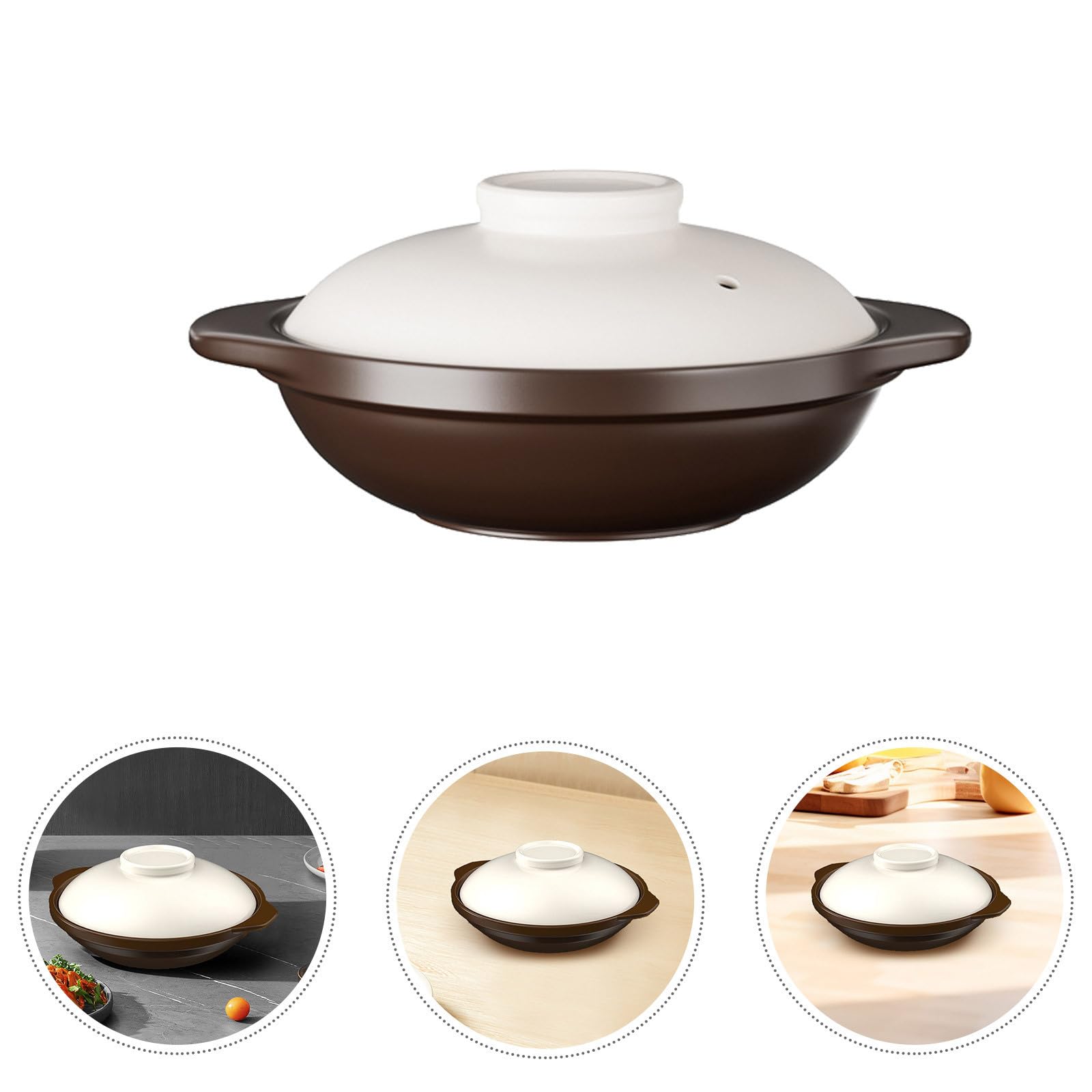 Zerodeko Pentola in Argilla da 1,4 Quart per Cucinare Riso e Stufati con Distribuzione Uniforme del Calore e Coperchio, Elegante e Resistente per Ricette Asiatiche in Cucina Domestica
