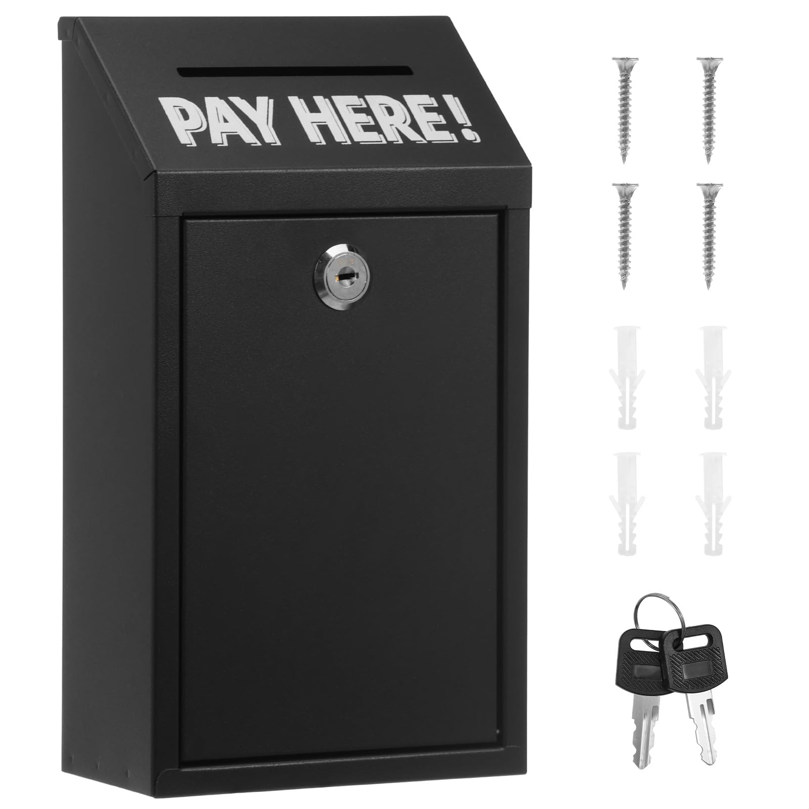Metal Donation Box with Lock Slot,Wall Mounted Metal Donation Collection Safe Suggestion Box Easy Install for Wall Door Outdoor